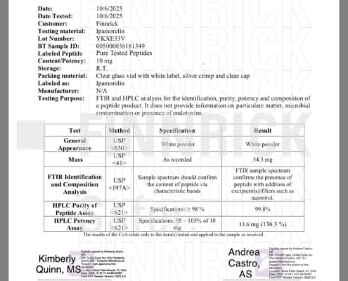 Ipamorelin purity testing